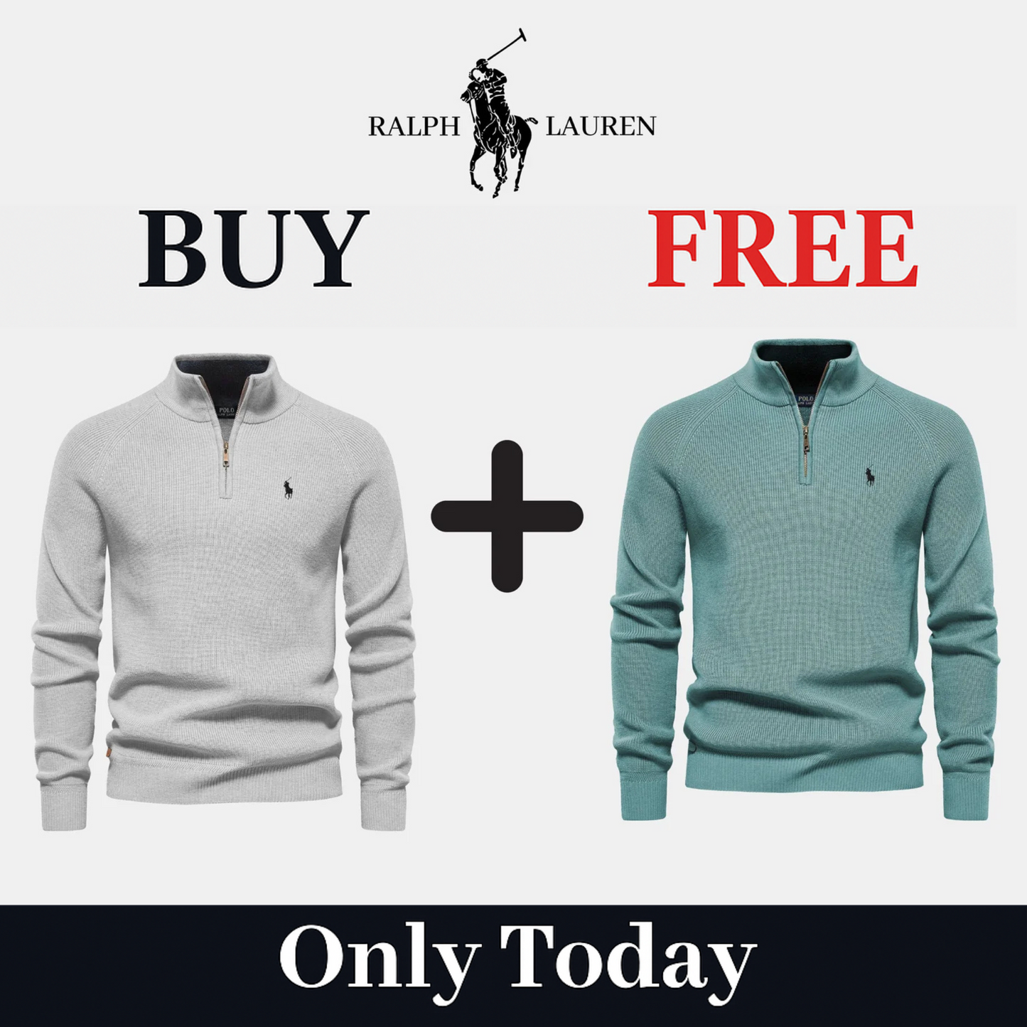 R&L 1+1 Zip Neck Sweater (CLEARANCE)