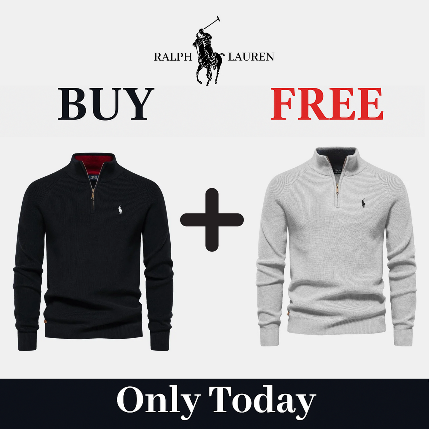 R&L 1+1 Zip Neck Sweater (CLEARANCE)