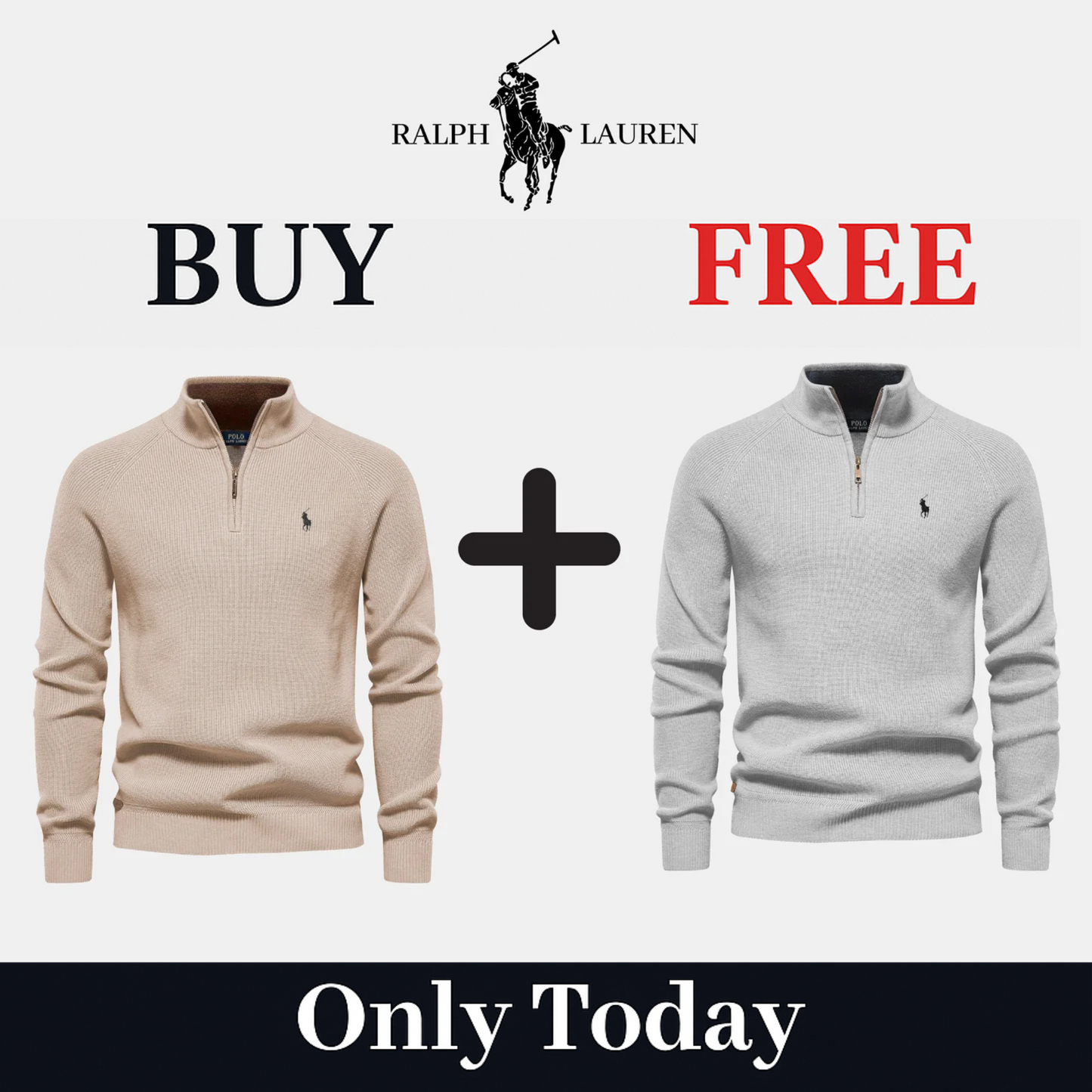 R&L 1+1 Zip Neck Sweater (CLEARANCE)